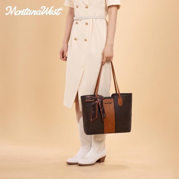 Women Orange Coffee Imported Vegan Leather Medium Top Handle Satchel Tote Bags - Picture 2 of 6